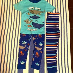 Sea life short sleeved/long pants pajamas + bonus pants!